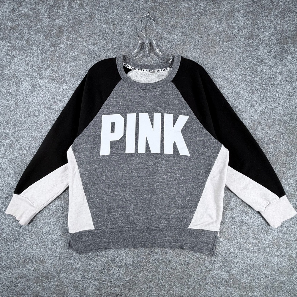 Victorias Secret By Pink Sweatshirt Womens M Multicolor Colorblock Fleece‎ Lined